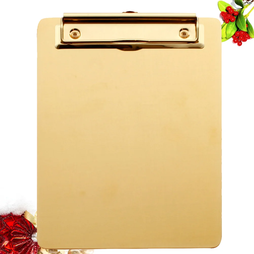 Imagem -03 - Clipboard File Organizer Writing Pad Board Memo Paper Holder para o Escritório Escola Casa Tamanho Dourado Aço Inoxidável a4