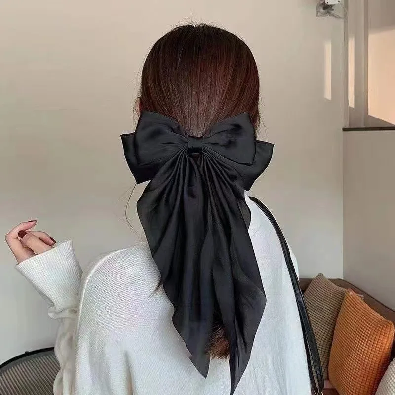 Horquilla de lazo grande para mujer, pasador de gasa con lazo grande, accesorios para el cabello de Color liso, novedad de 2023