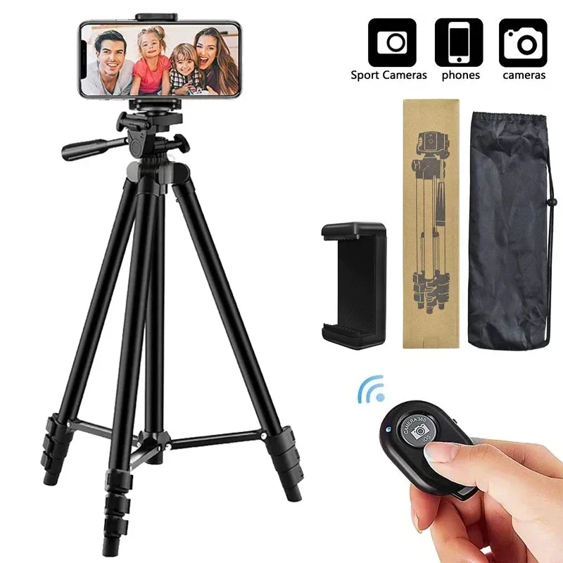 

Tripod For Phone Camera Tripod Stand with Bluetooth Remote Phone Holder Lightweight Universal For Xiaomi Huawei DSLR Photography