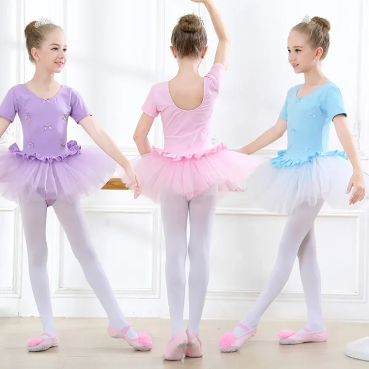 Summer Stage Tutu Ballet Dresses Black White Children's Dance Practice Girls Dress Vestido Clothes Kids Outfit Casual Robe Fille