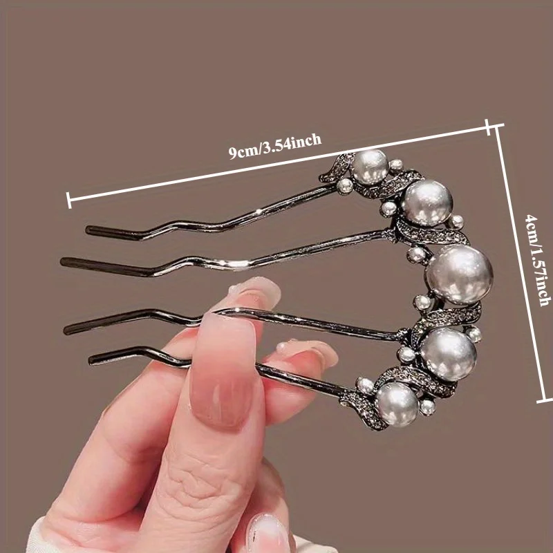 Ensemble d'épingles à cheveux en forme de U pour femmes, épingle à cheveux d'artefact de chignon arrière de la tête, peigne à insert métallique à quatre dents, 1/2 pièces