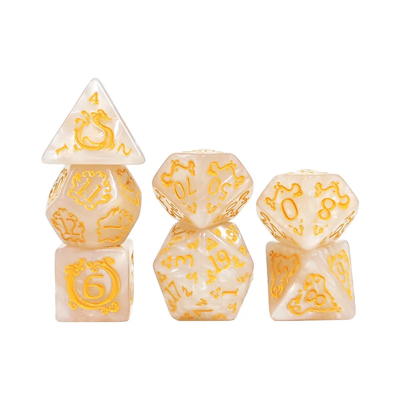 DND Dobbelstenen 7 stks/set Draak Patroon Polyhedrale Dices Rollenspel D & D TRPG Bordspel Dobbelstenen Als Geschenk Entertainment accessoires