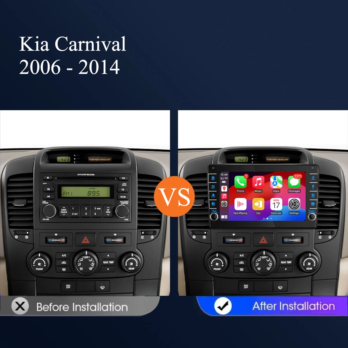 For Kia Carnival 2006 - 2014 Auto Radio Stereo Multimedia Video HU Head Unit With GPS Navi 8G ram 2Din Auto DVD Cassette