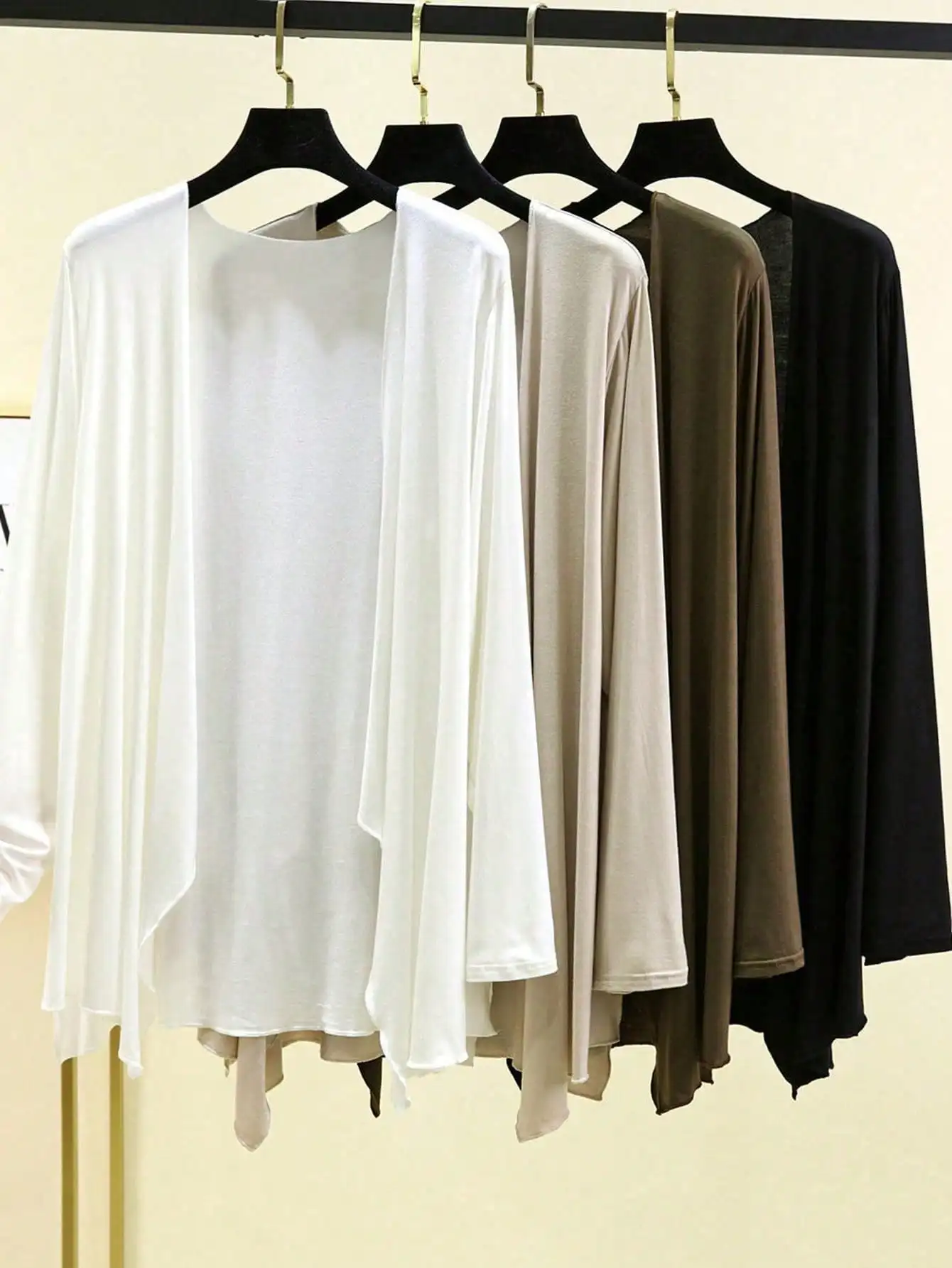 1 Piece Women's Irregular V-Neck Cardigan Long-Sleeve Air Conditioning Shirt Oversized Sun Protection Shawl