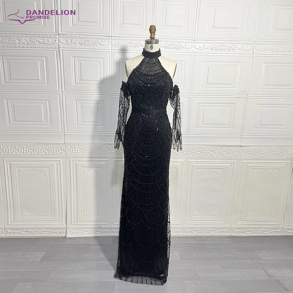 Robe de Soirée de Forme Sirène Élégante pour Femme, Luxueuse Tenue Arabe à Col Licou, avec Perles et Gants, pour Bal de Promo, Mariage