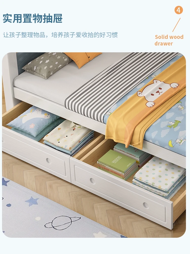 Simple children's bed upper and lower bunk beds Multifunctional  High and low  All solid wood  Mother and child  Siblings