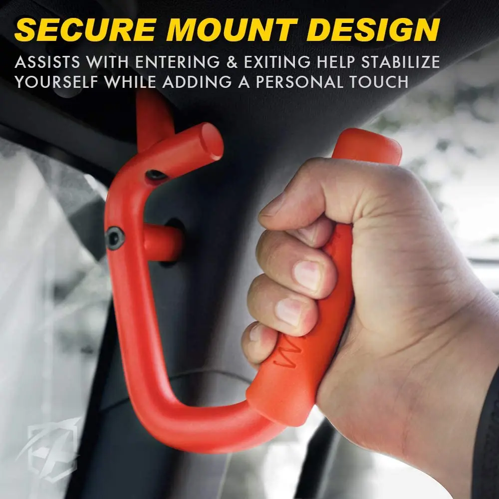 Front Grab Bar Grab Handles Black Textured Car Rear Grab Handles Grab Bars for 2007-2018 Jeep Wrangler JK JKU RED BLACK
