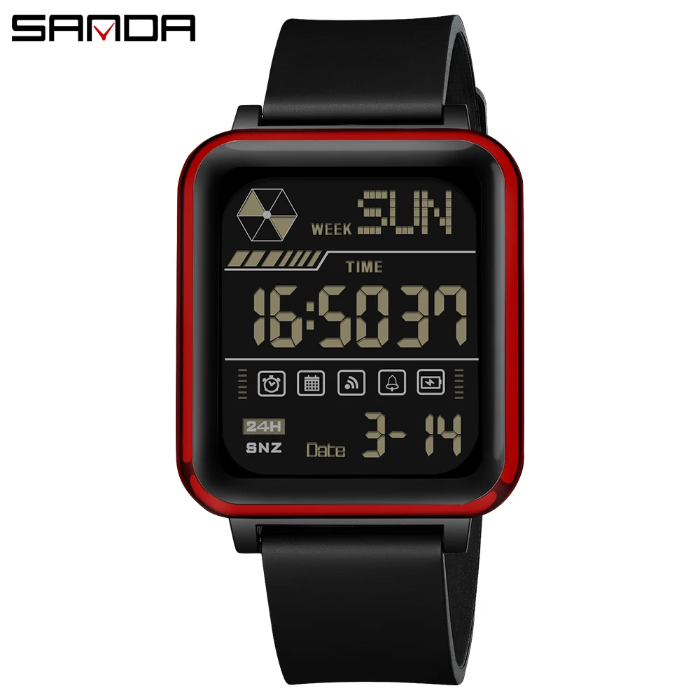 SANDA 6159 Stopwatch LED Jam Elektronik Pria Tahan Air Jam Tangan Digital Hadiah Jam Tangan Olahraga Tentara Militer Pria Merek Teratas Mewah