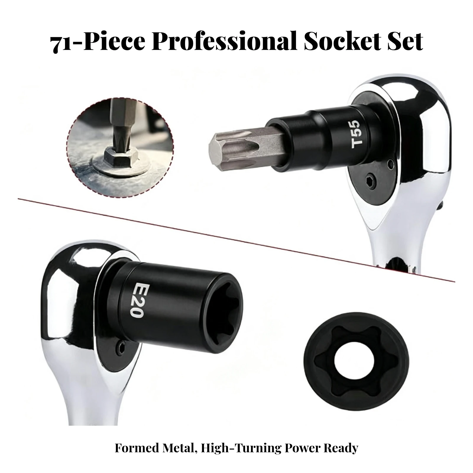 71 Pieces Star-Shaped Bit Socket Set with Storage Case Long-Lasting Star-Shaped Socket Set with Carrying Case Tools Heavy Duty