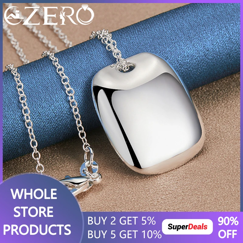 

ALIZERO 925 Sterling Silver Square Pendant Necklace 16-30 Inch Chain For Women Man Fashion Wedding Engagement Party Jewelry Gift