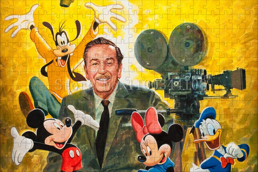 Walt Disney e Amigos Quebra-cabeças Mickey Minnie Mouse 35/300/500/1000 Peças Quebra-cabeças para Crianças Brinquedos de Jogo Educacional