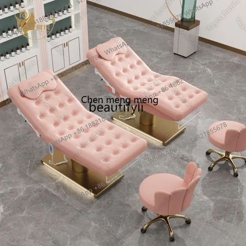

Z189 Новинка, электрическая косметическая кровать, массажная кровать с золотым основанием для салона красоты, кровать для татуировки ресниц