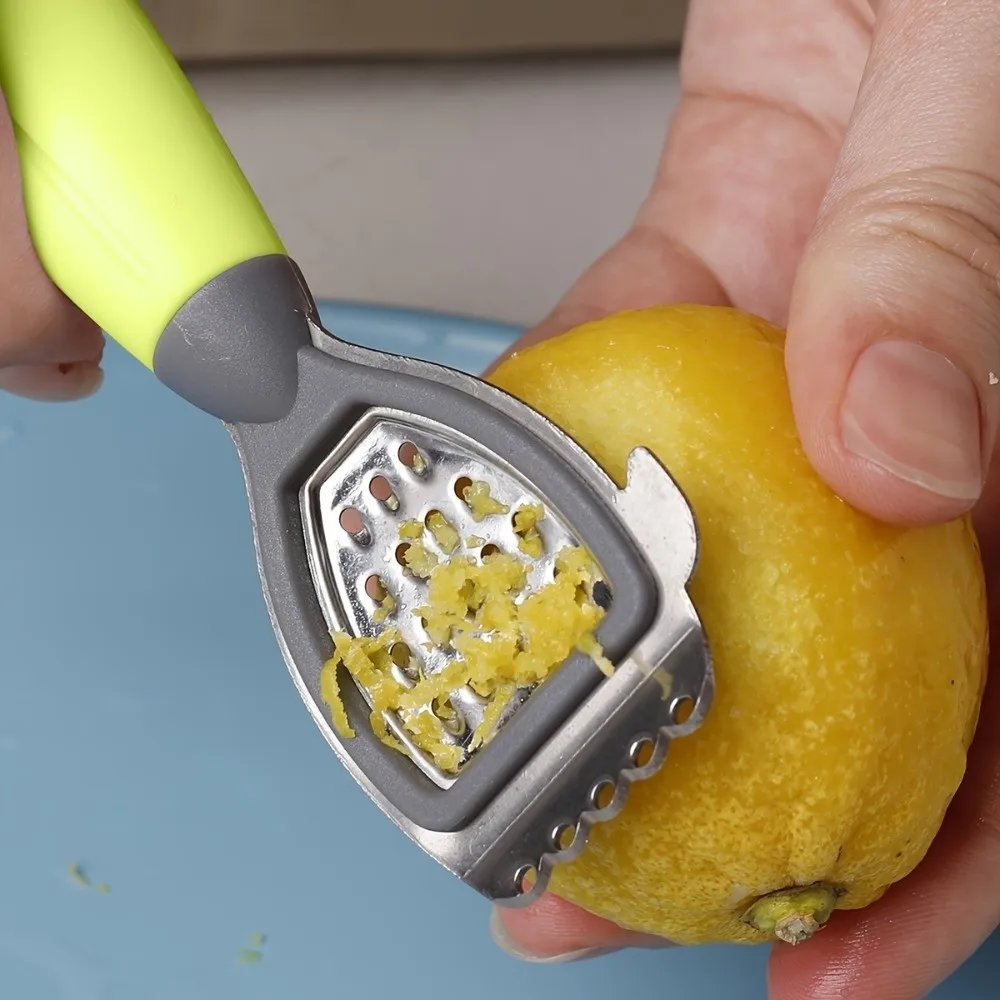 2-in-1 Citrus Zester & Reamer with Grater Stainless Steel Lemon Zester Juicer Combo Sharp Non Slip Juice Extractor Tool Baking
