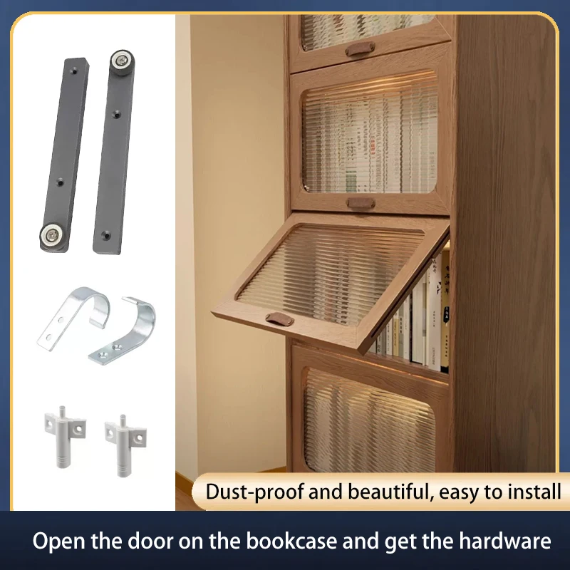 

Sloping Bookcase Door Flip-up Built-in Door One-pull Rail Hidden Folding Door Slide Rail Top-Mounted Hidden Hardware