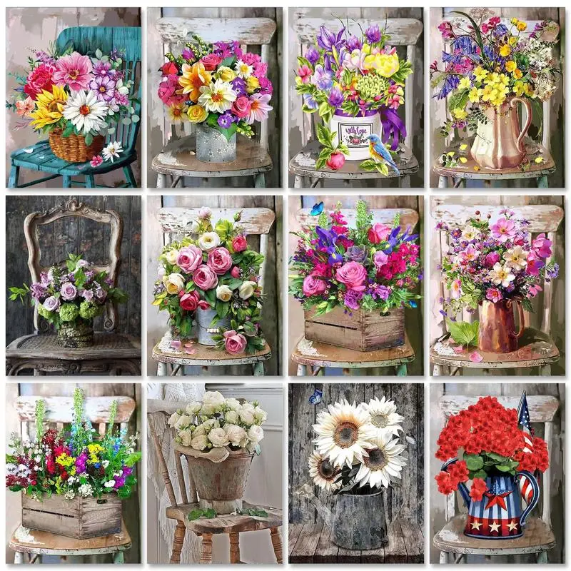 

GATYZTORY DIY 5D Diamond Painting Flower Cross Stitch Kit Full Round Diamond Embroidery Rose Mosaic Art Picture Rhinestone Gift