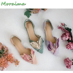 Flowers Pointed Toe Shallow Flat Shoes Slip On Purple Solid Elegant Designer Women Shoes Spring Summer 2023 New Arrivals Fashion