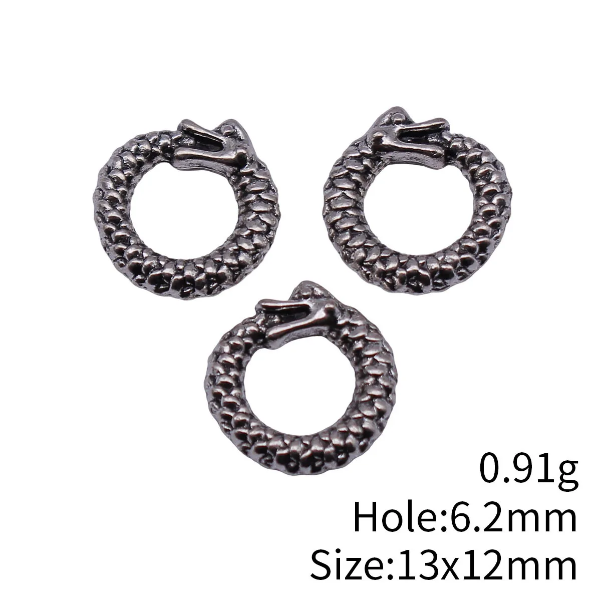 40pcs 13x12mm(0.51x0.47inch) Antique Silver Color Ouroboros Circle Charms Pendants DIY Jewelry Making Accessories