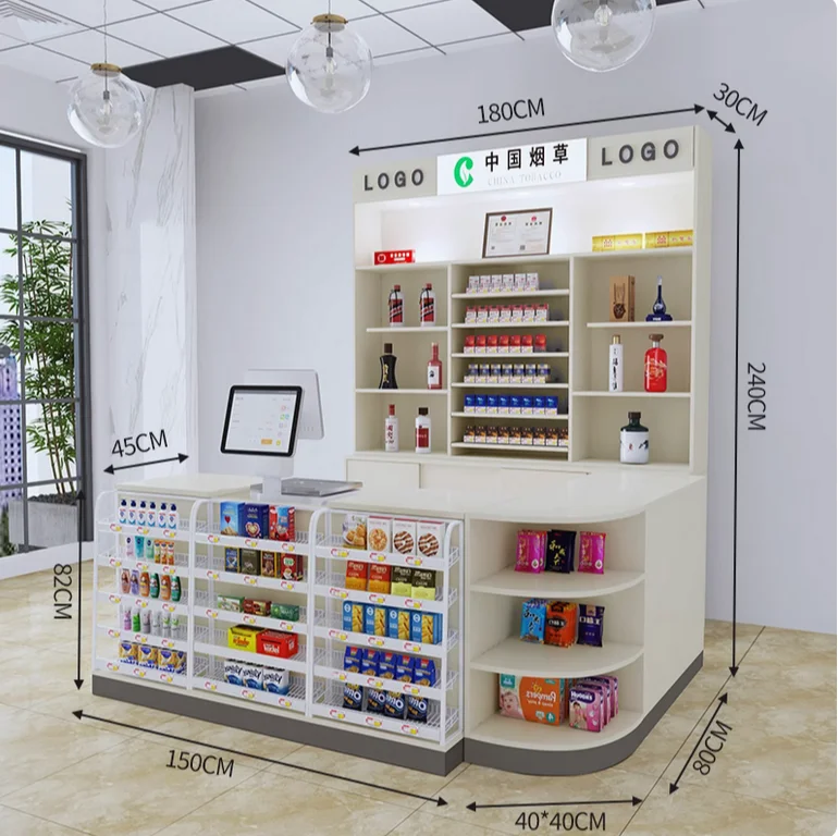 

Combination store tobacco and alcohol counter cashier