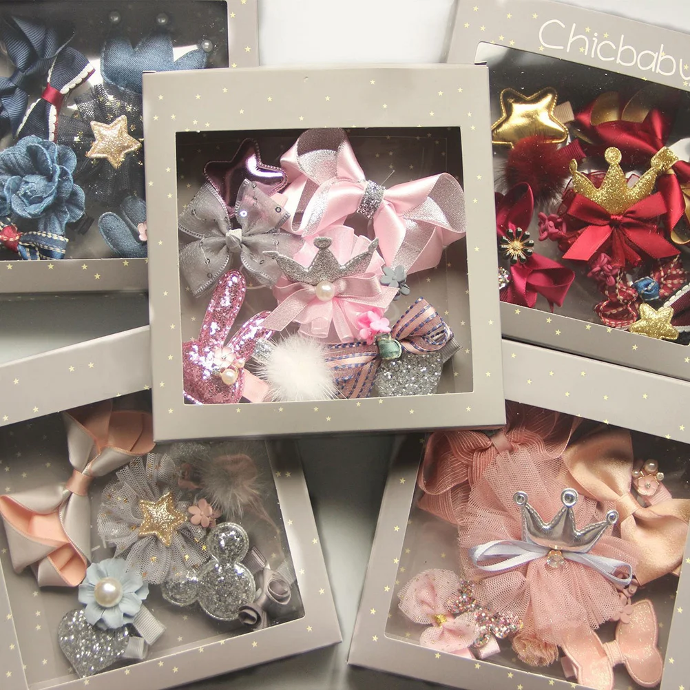 

10Pcs Bowknot Hair Clips Hair Ornaments Headwear Set Gift Box for Festival Party Headwear Set