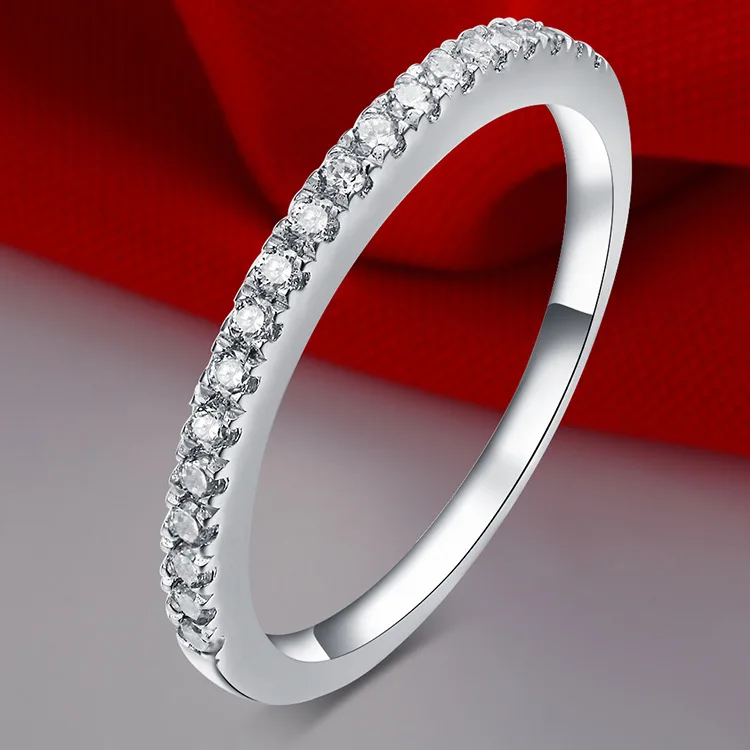 

PT950 Platinum Dainty Sparkle Half-Circle Pave Women's Ring - Minimalist Korean Chic, Luxury High-End, Daily & Unique