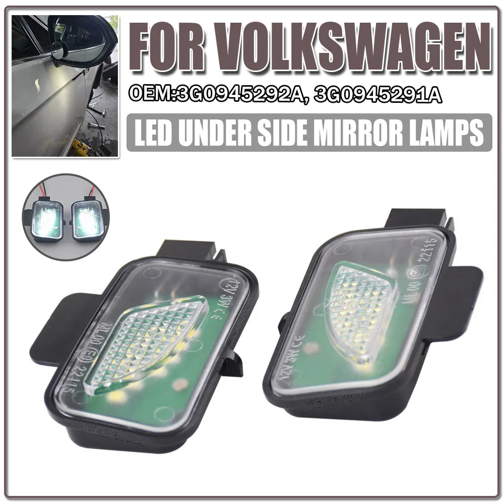 White LED Under Side Mirror Lamps 2PCS For Volkswagen VW Passat B8 3G2 Variant Alltrack 3G5 Arteon 3H7 Puddle Light view 2