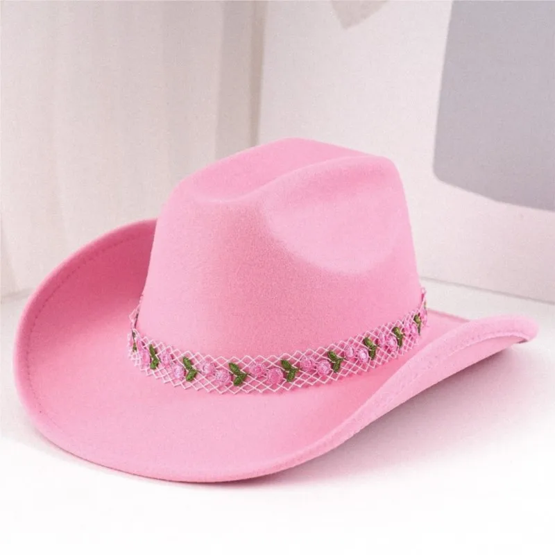 Gift felt hat pink rose mesh sweet and cool girl fashionable photo