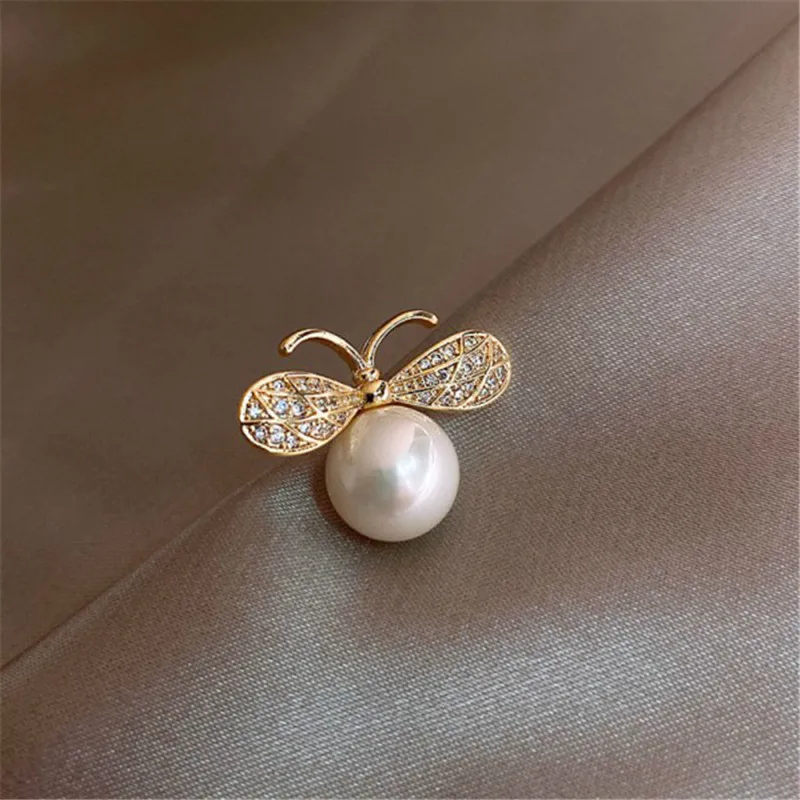 Fashion Bee Brooche Imitation Pearl Pin Cute Insect Delicate Girl Brooches For Jewelry Wholesale Gifts