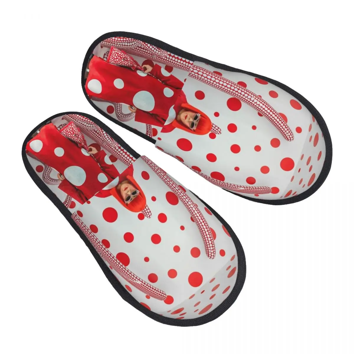 

Custom Yayoi Kusama Art Soft Memory Foam House Slippers Women Abstract Pumpkin Printing Comfy Warm Anti-skid Sole Slipper