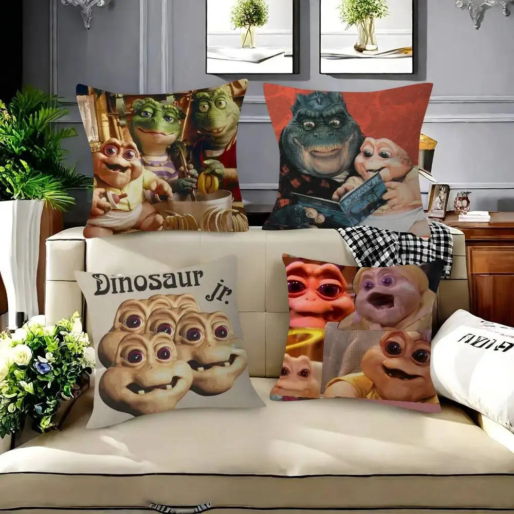 Almohada cuadrada de los dinosaurios de Baby Sinclair, funda de almohada de Anime para sofá, cama, funda de cojín a la moda