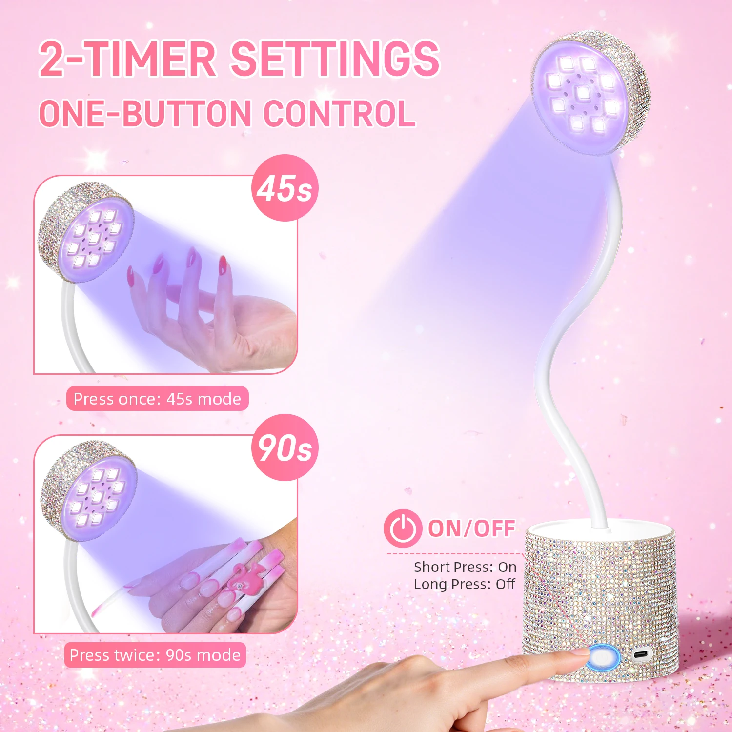 Oplaadbare draadloze UV LED-nagellamp Draagbare mini-gellakdroger met flexibele zwanenhals voor snel uithardende gelnagels Salon