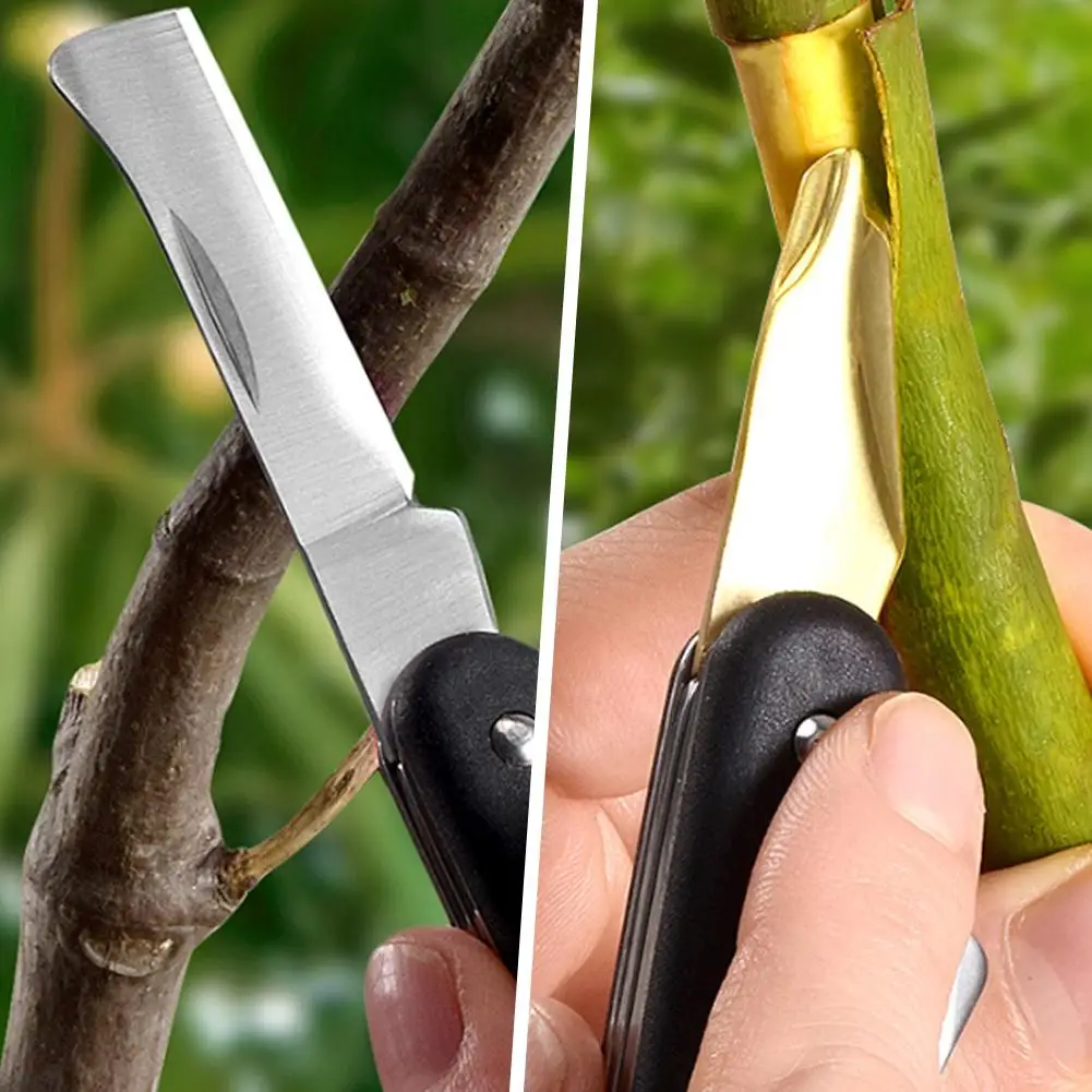 Foldable Grafting Pruning Knife Professional Garden Grafting Cutter Stainless Steel Wooden Handle Knife Tool Grafting Tools