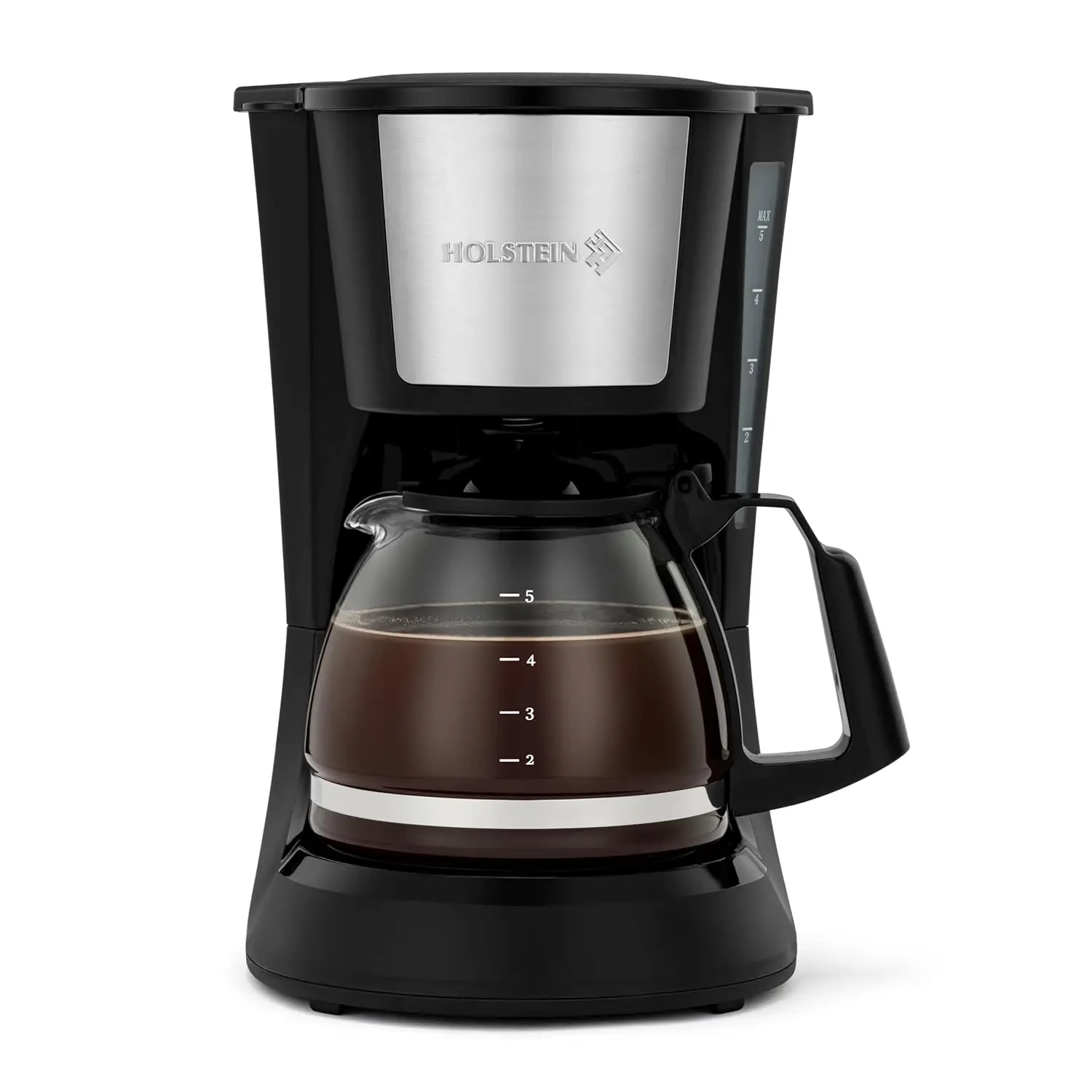 

5 Cup Drip Coffee Maker – Compact and User-Friendly with Auto Pause & Serve, Reusable Filter, Measuring Spoon & Glass Carafe