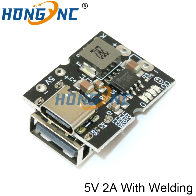 High-precision 5V 1A / 2A charge-discharge integrated module Type-C / Micro USB input compatible with 4.2V lithium battery Boost