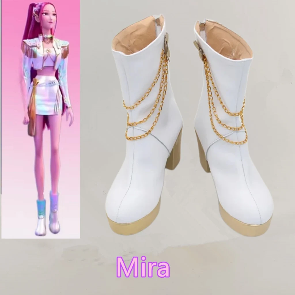 

Kpop Demon Hunters Mira Cosplay Costume Shoes Handmade Faux Leather Boots