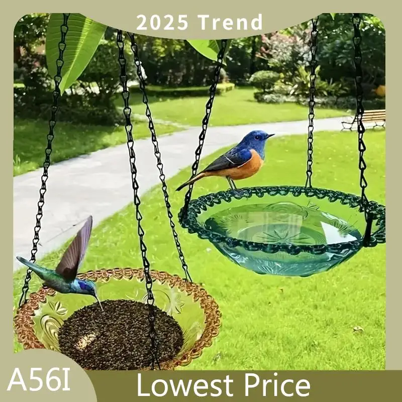 

A56I Top 2PCS Outdoor Hanging Bird Feeder Garden Decoration Bird Bath Tray Water Drinker Pet Feeder For Bird Pet Supplies