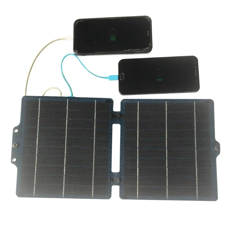 5V 10W Foldable Solar Charger ETFE USB-C/USB Portable Solar Panel Fast Charging for Power Bank Phone Tablet Camping Emergency