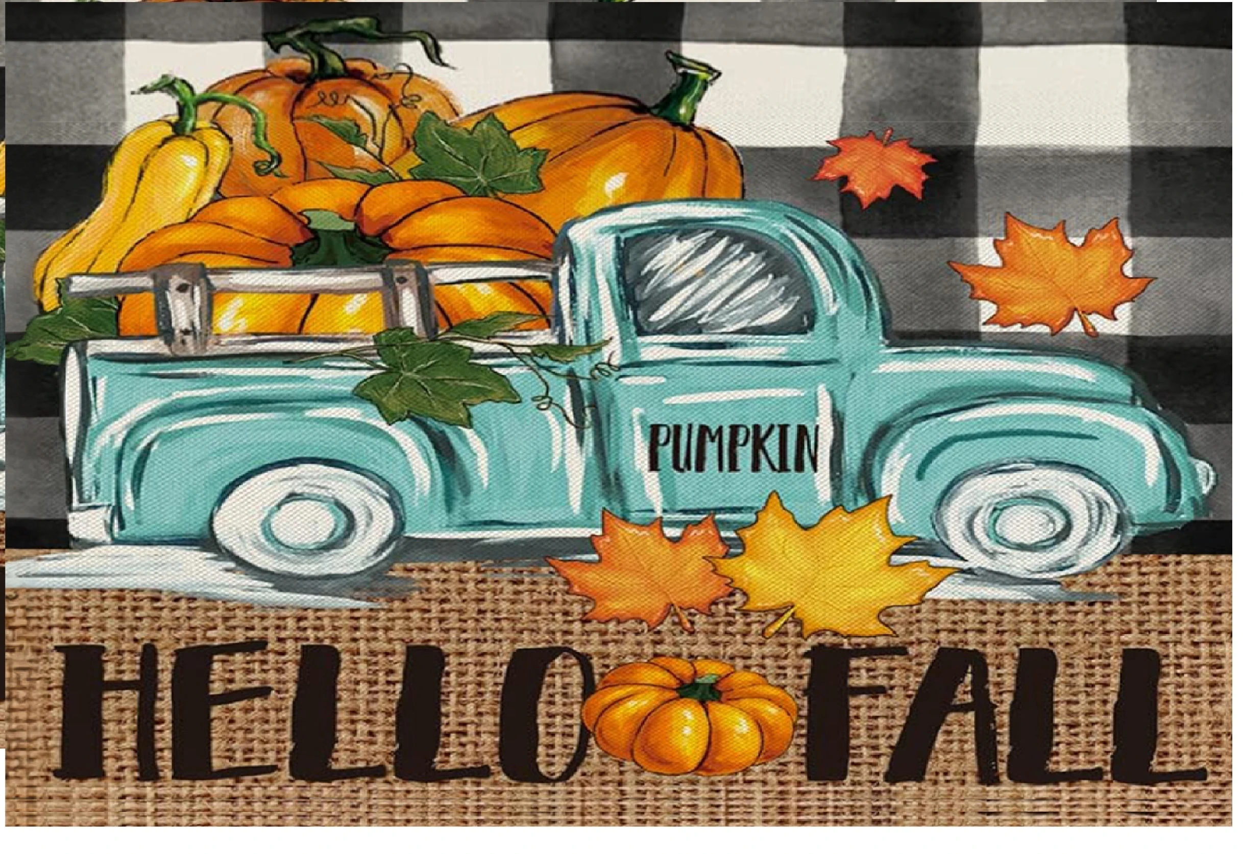 1pc Linen Placemats,Halloween Autumn Thanksgiving Pumpkin Activity Placemat, Western Food Pad, Coffee Table Mat