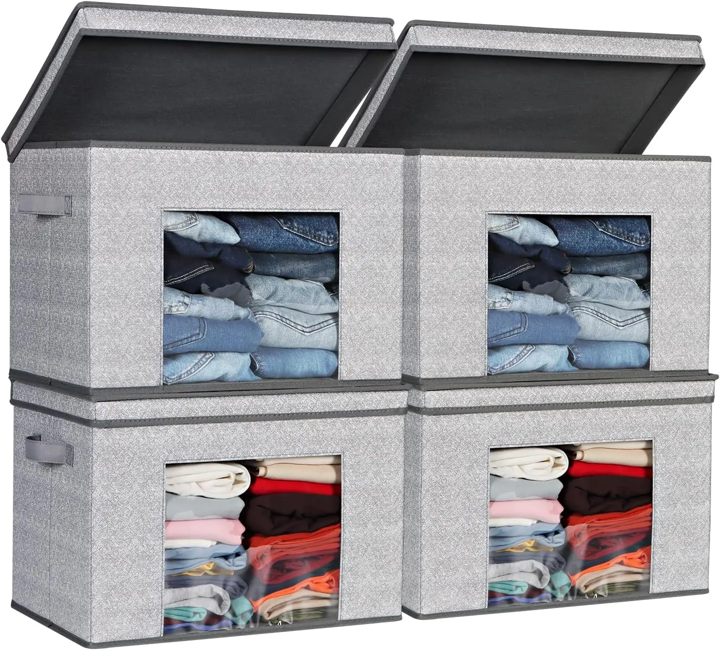 

Univivi Foldable Fabric Storage Boxes Large Storage Bins with Lids [4-Pack] Collapsible Storage Cubes Organizer Containers Organ