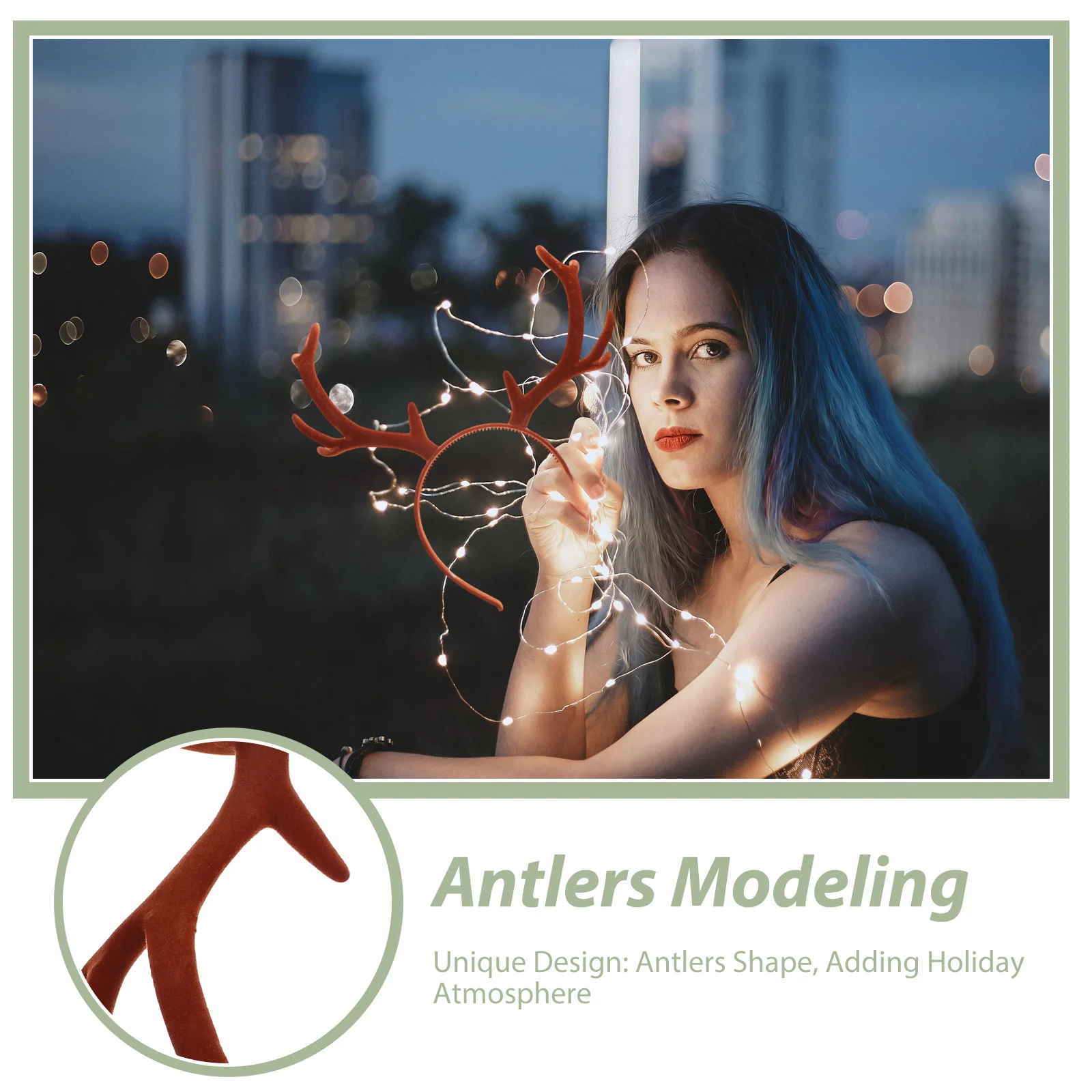 

Antler Headband Black Pvc Reindeer Horn Hair Hoop For Halloween Christmas Party Cosplay Costume Accessory Decor