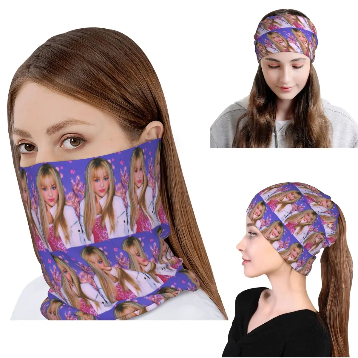 

Hannah Montana Bandana Neck Cover Mask Scarf Multifunction Face Mask Beanies Hat Unisex Adult Breathable
