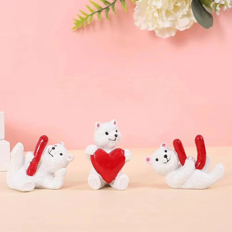 

2025 горячий стиль, символы любви, мультяшный медведь любви, фигурки из смолы для свадьбы, декор ко Дню святого Валентина, милый центральный элемент стола