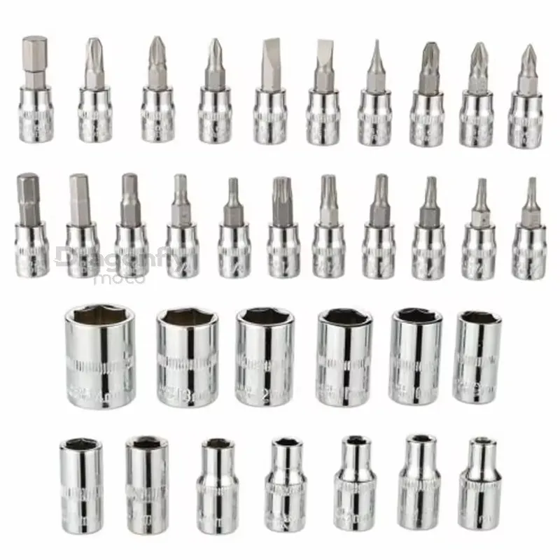 46pcs Car Repair Tool 1/4-Inch Socket Set for Harley Davidson Softail Sportster VRSC Touring X48 883 1200 Street Glide