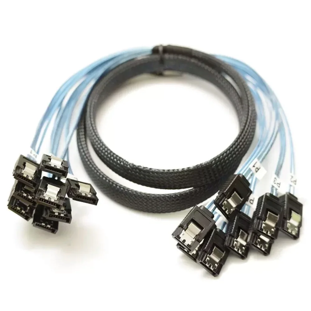 8 SATA3.0 7Pin Male 6Gbps Data Cable 1 Meter For HDD SSD, BTC Mining, NAS, Server, Work Station Board, Optical Driver, Raid Card