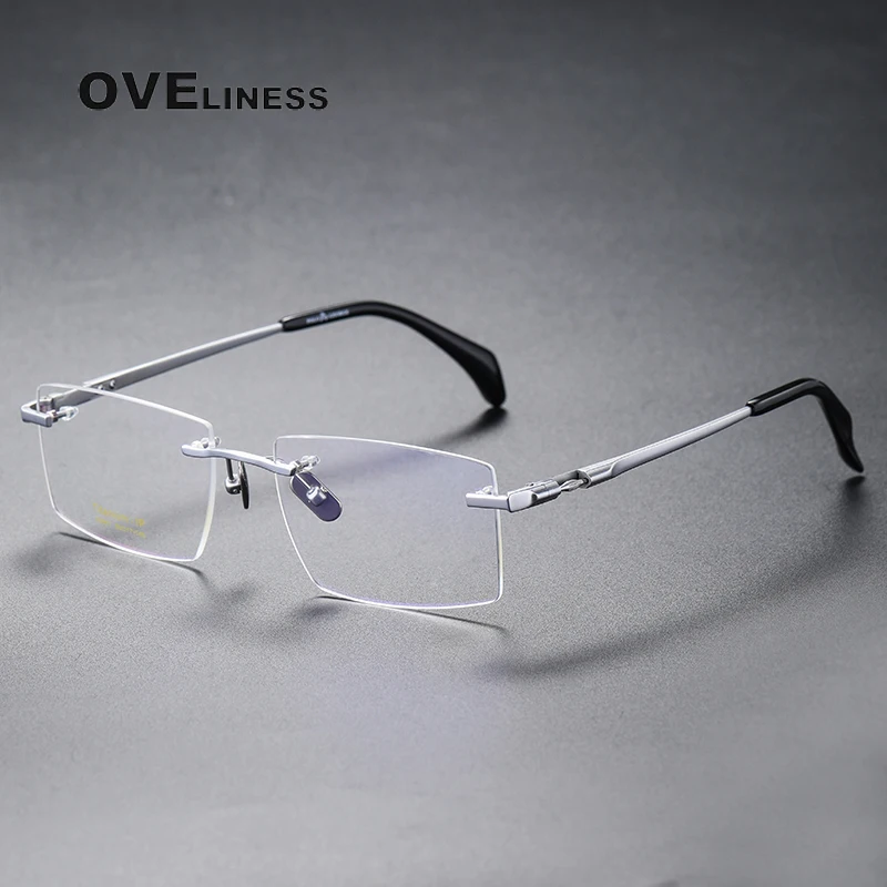 

Pure Titanium Glasses Frame for Men 2022 New Women Rimless Prescription Square Male Eyeglasses Frameless Myopia Optical Eyewear