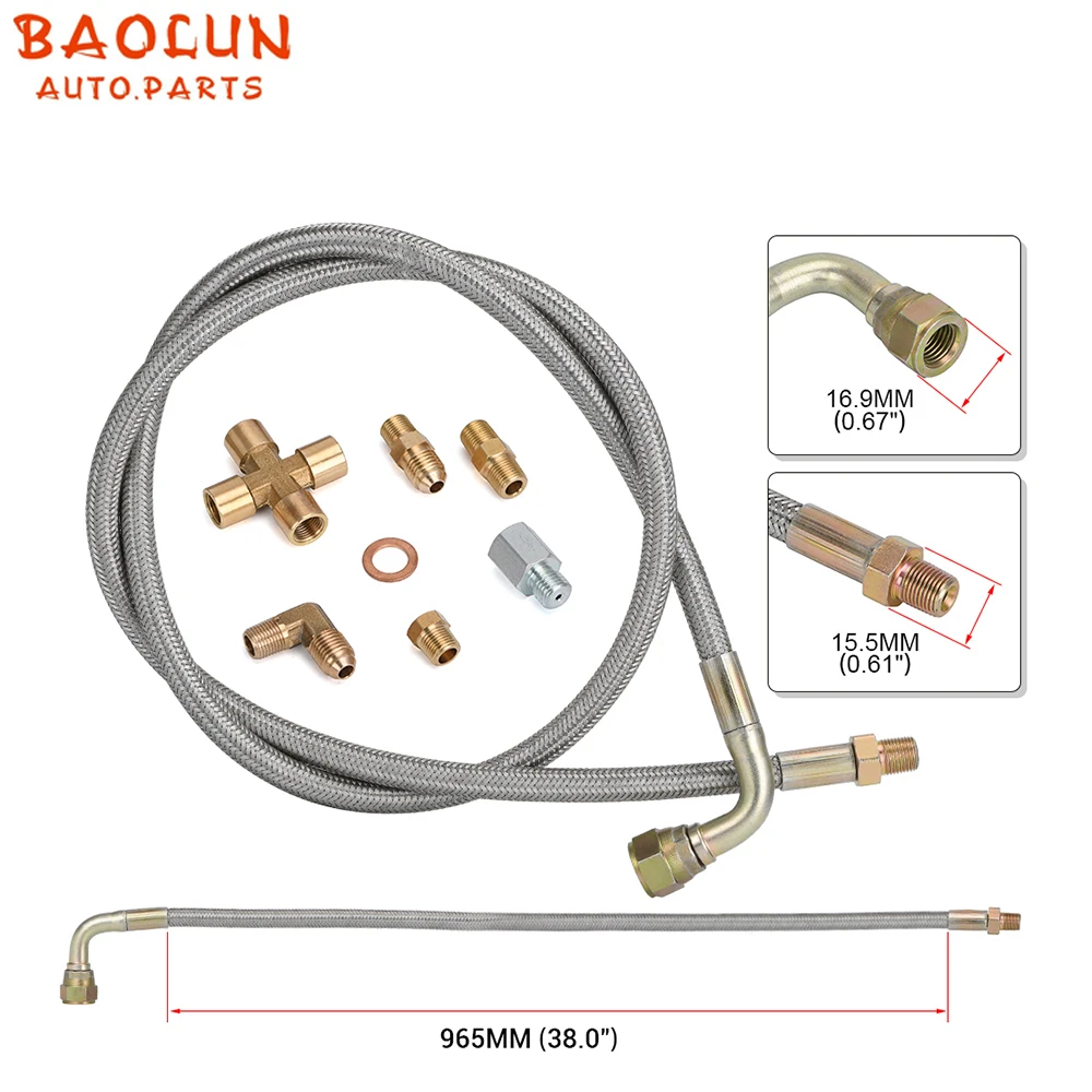 

BAOLUN Oil Feed Line 4AN Oil Return Line Kit 36''1/8 NPT For T3 T4 T04E T70 T66 T67 Gt35 Gt45 Oil Cooled Turbo Chargers