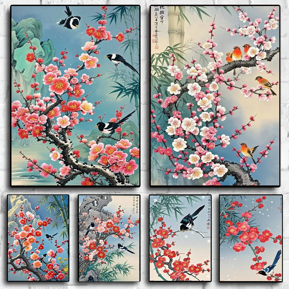 2026 Diamond Painting New DIY Chinese Style Flower and Bird Art Diamond Embroidery Rhinestone Stitch Mosaic Home Decoration