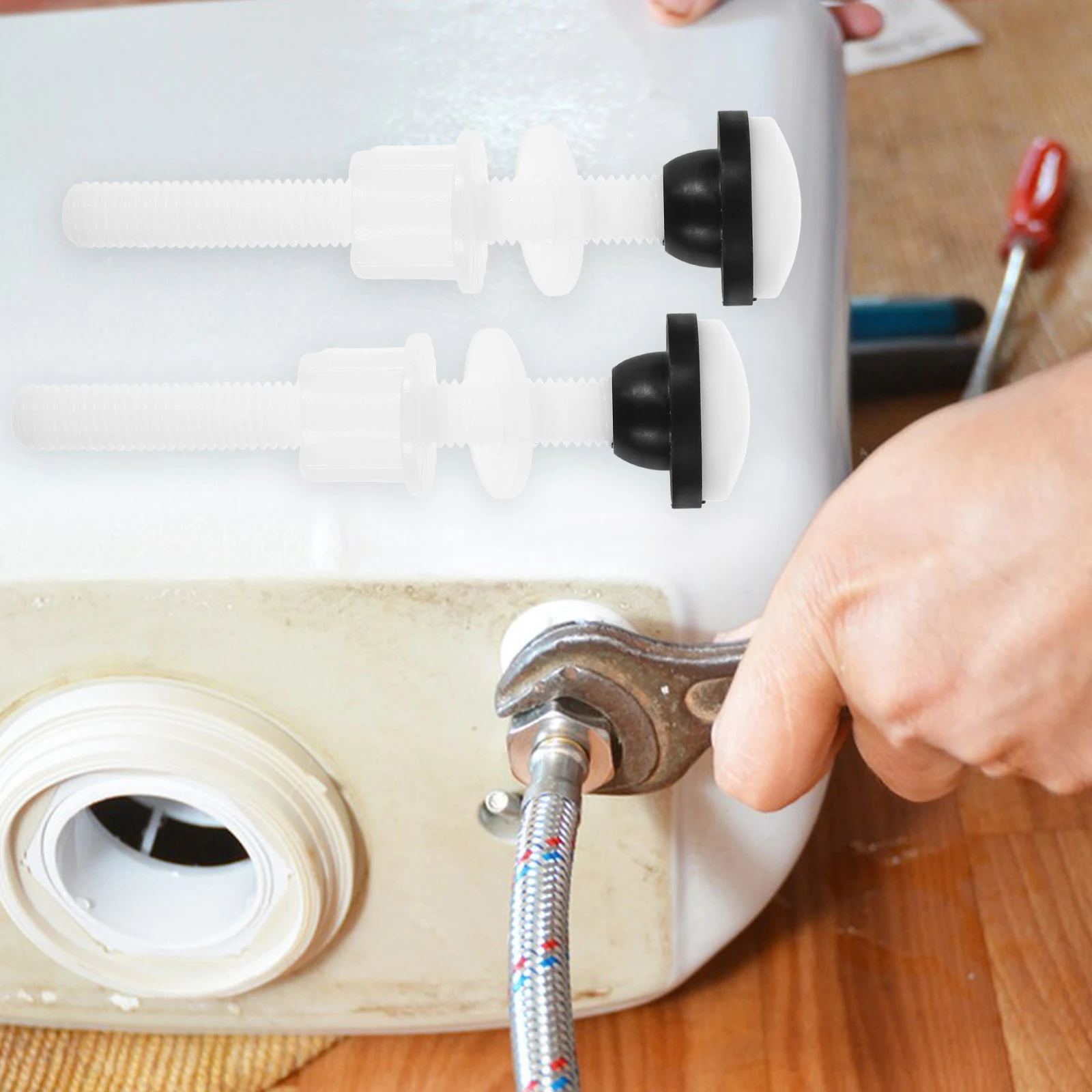 

POM Toilet Tank Bolts Gasket Seat Leakproof Screw Kit Plastic Parts Water Tank Installation Compatibility Durability Toilet