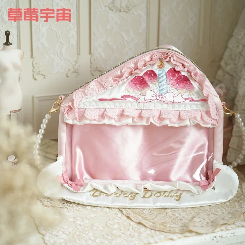 Borsa a tracolla con torta di fragole rosa Lolita Kawaii da 10 cm Itabag per il trasporto in banda stagnata Bajji donna moda regalo cosplay