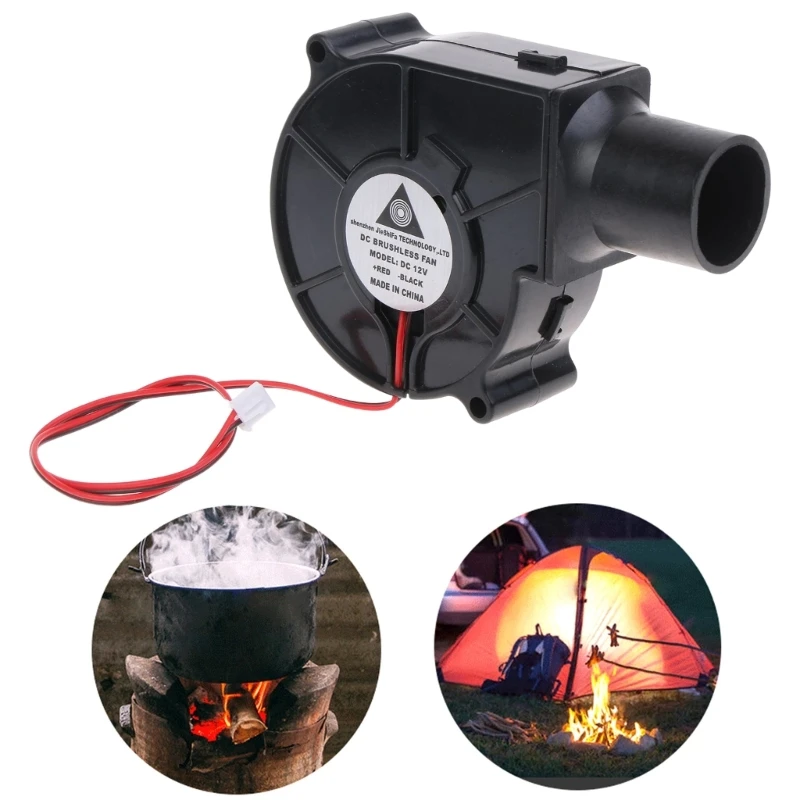 BBQ Air Blower Smelting Metal Fan 12V 2500R 2Pin Cable Input 27mm Air Tube for Barbecue Camping Stove Fans Dropship