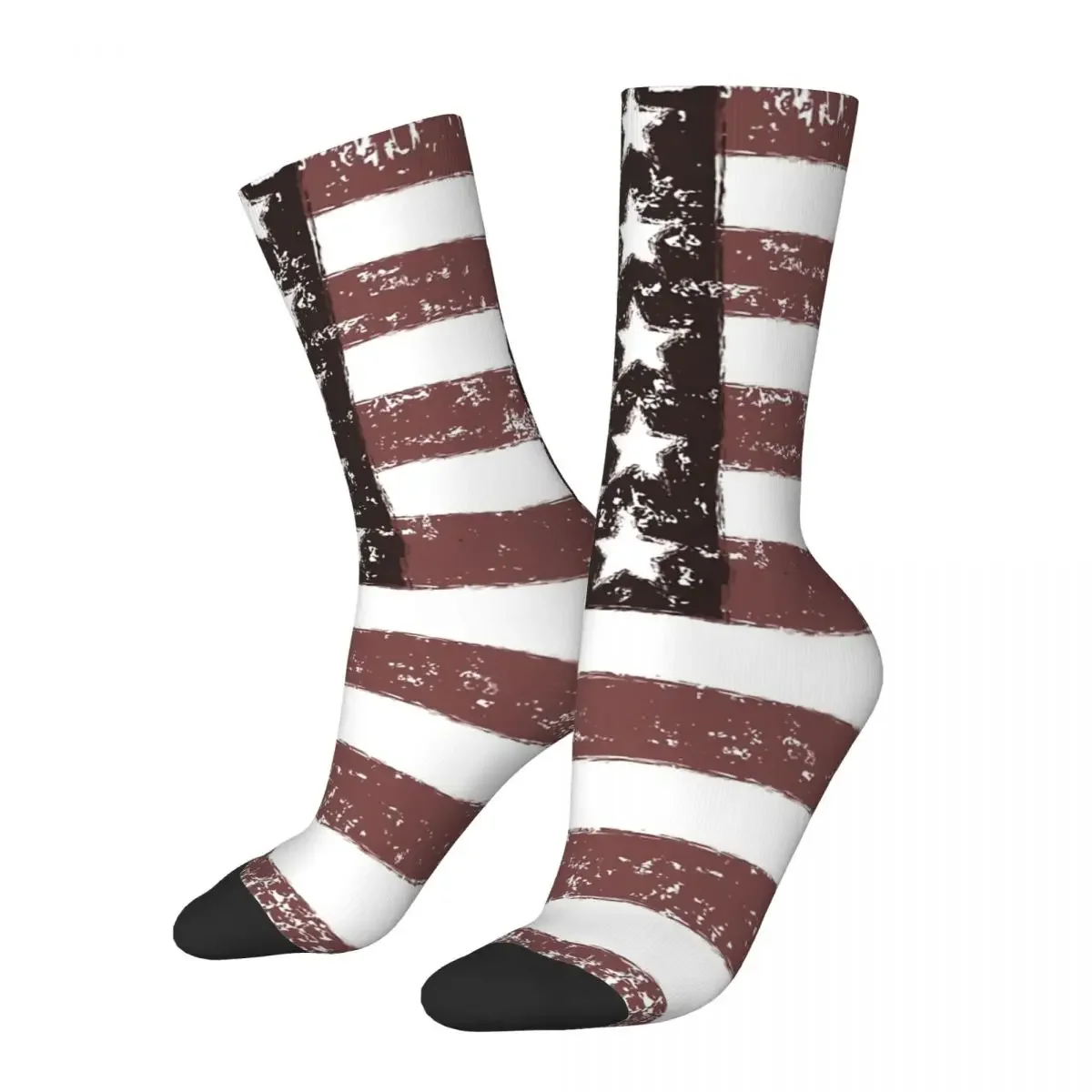 Funny Happy Men Women Socks American Flag Faded USA Retro Harajuku Hip Hop Novelty Crew Crazy Sock Breathable Basketball Socks